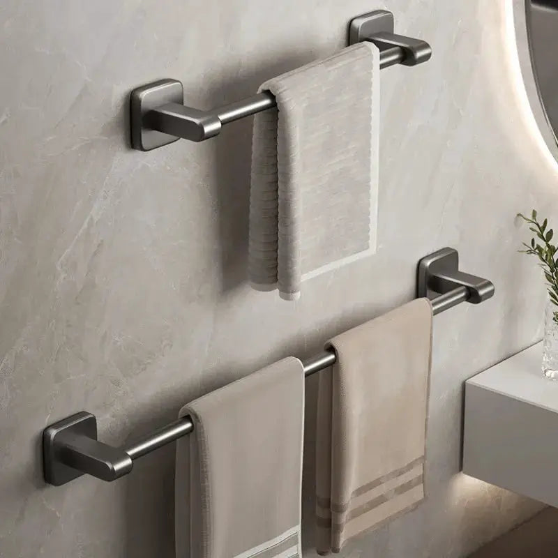 Bathroom Towel Holder Without Drilling Bathroom Black Towel Rack Towel Bar Self-Adhesive Bathroom Towel Rack Towel Rail by All Mart Bristol Ltd