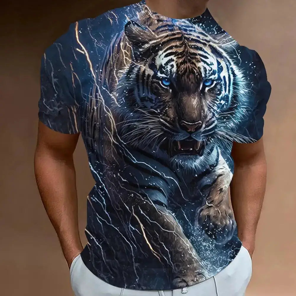 New Tiger Men's T-shirt 3D Printing Animal Pattern Short Sleeve Men's Apparel Summer Fashion T-shirt Fashion Round Neck Top by All Mart Bristol Ltd