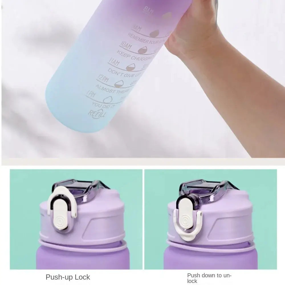 750ML Large Capacity Water Bottle Portable Plastic Clear Drink Bottle with Time Marker Motivational Sports Water Cup by All Mart Bristol Ltd