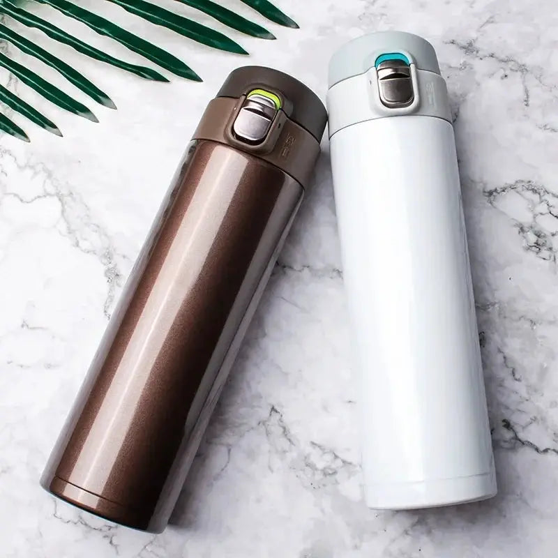 500ML Stainless Steel Bouncing Cover Vacuum Flask Thermos Cup Coffee Tea Milk Thermo Bottle Coffee Mug Water Bottle by All Mart Bristol Ltd