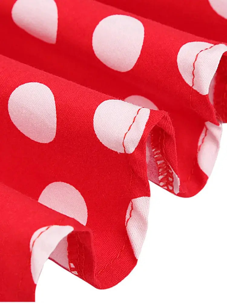 2025 Summer Midi Skirt Runway Vintage Rockabilly Sundress Red Womens Sexy Pinup 50S Cotton Polka Dot Pattern Skater Streetwear by All Mart Bristol Ltd
