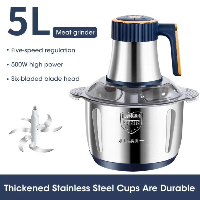 5L Electric Meat Grinder Stainless Steel Food Processor by All Mart Bristol Ltd