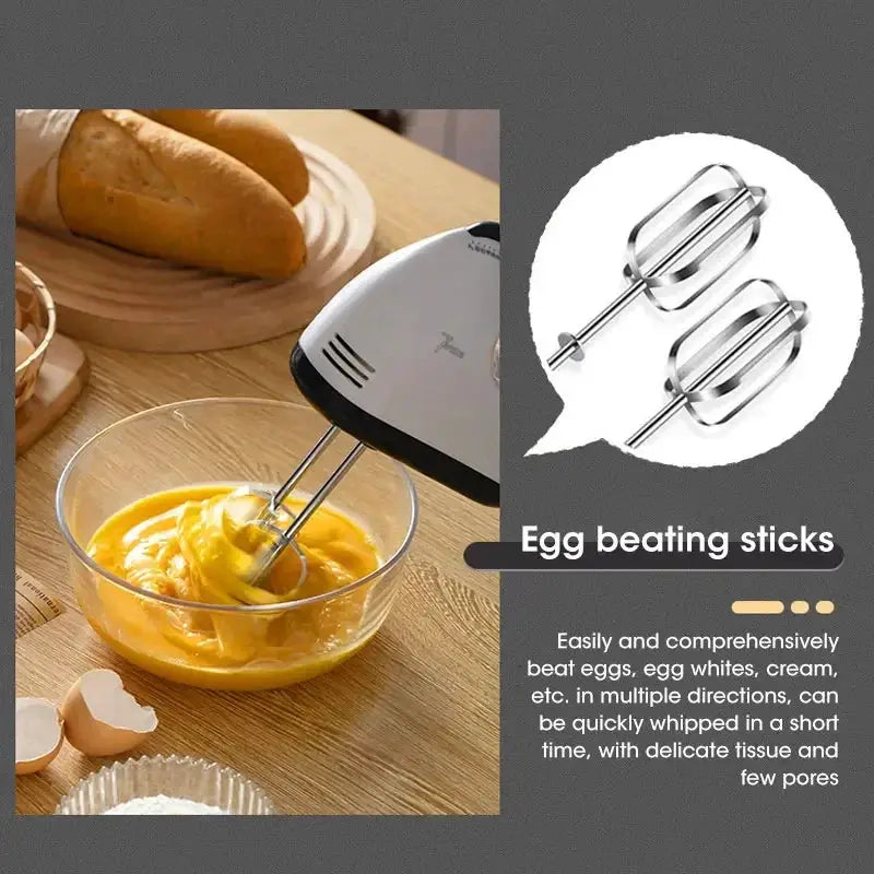 Handheld Electric Egg Beater, Household Automatic Mixer, Handheld Food Cake Bread Baking Dough Mixer, 7-speed Cream Blender by All Mart Bristol Ltd