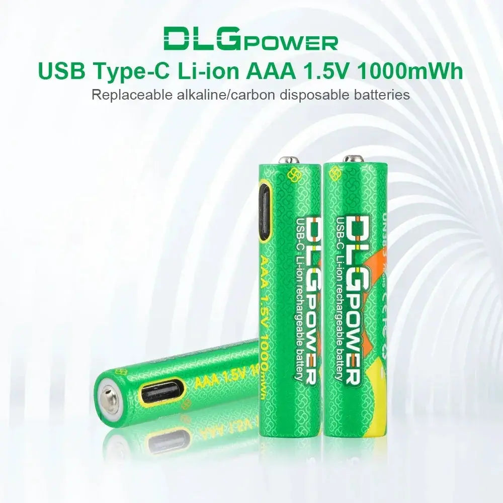 DLGpower USB Li-ion AAA 1.5V Rechargeable Battery aaa 1000mWh Lithium Batteries for Toys Remote Control Mouse Flashlight by All Mart Bristol Ltd