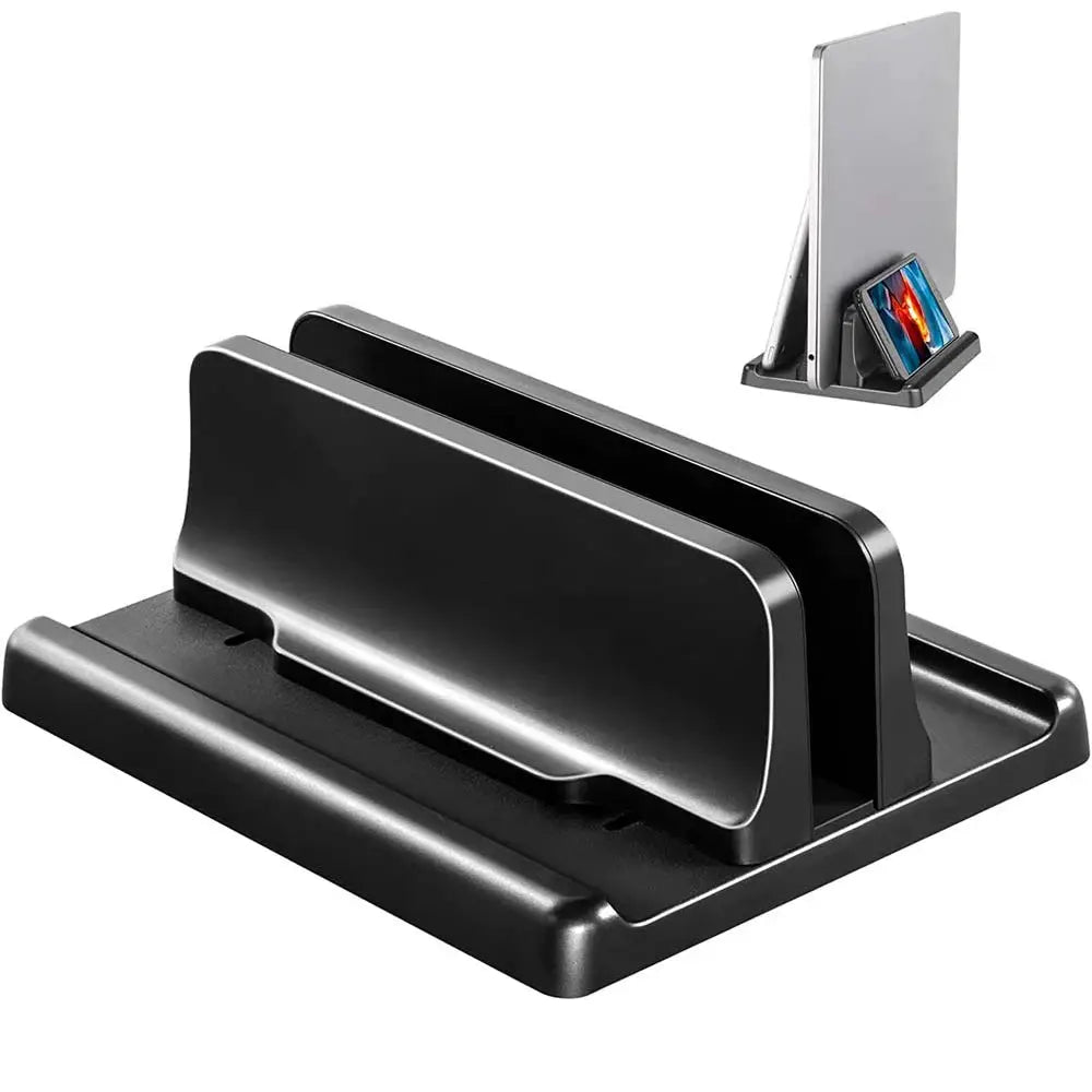 Dual-Slot Vertical Laptop Stand Holder Adjustable Double Desktop Notebook Dock Space-Saving for MacBook HP Dell Chrome Book iPad by All Mart Bristol Ltd