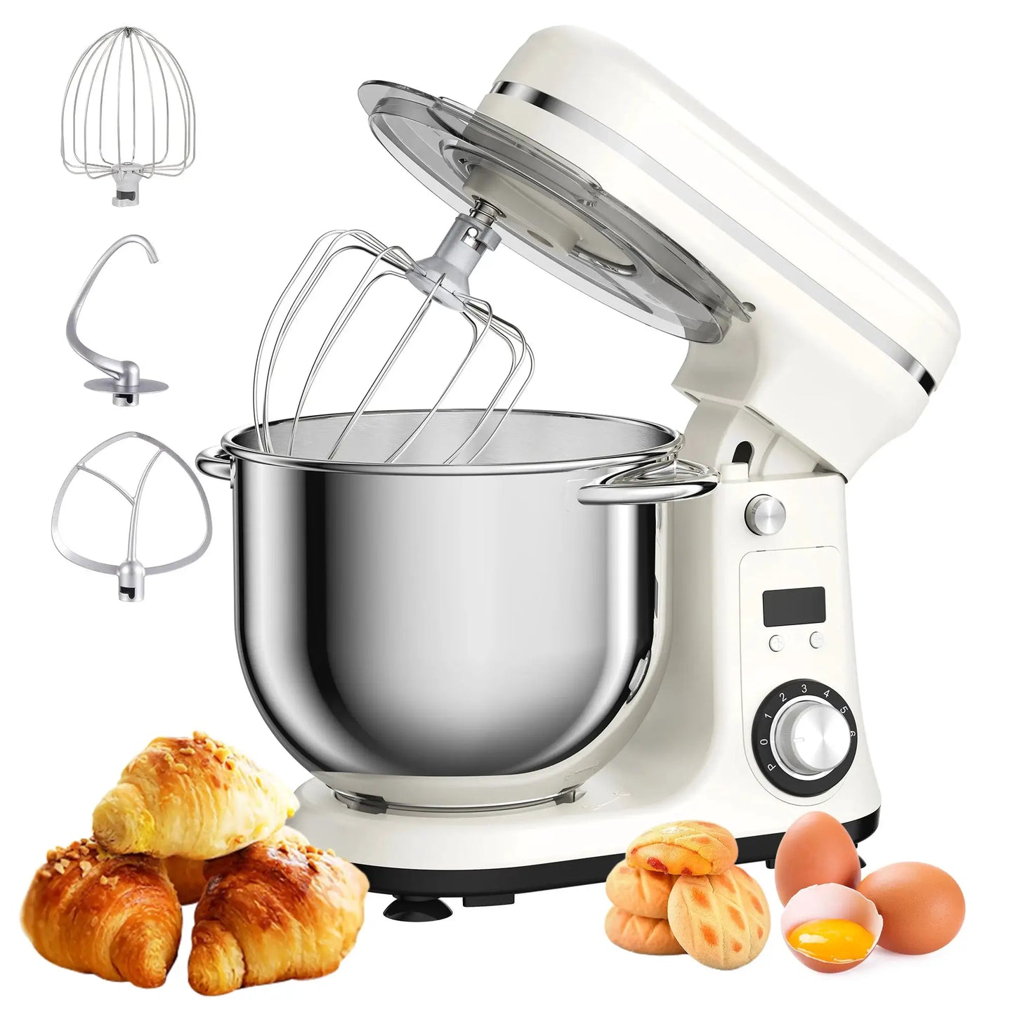 BioloMix Kitchen Food Stand Mixer, Blender, Quiet Motor, Cream Egg Whisk, Whip Dough Kneader, 6-Speed, 1200 W, 6 L, DC by All Mart Bristol Ltd