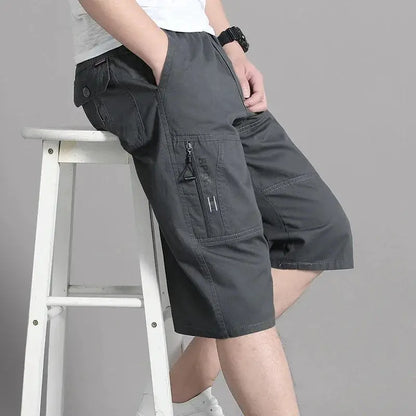 Mens Cargo Shorts Knee Pants Zipper Pocket Summer Cotton Shorts Climbing Jogger Elastic Waist Sports Wear Casual Short Pants by All Mart Bristol Ltd