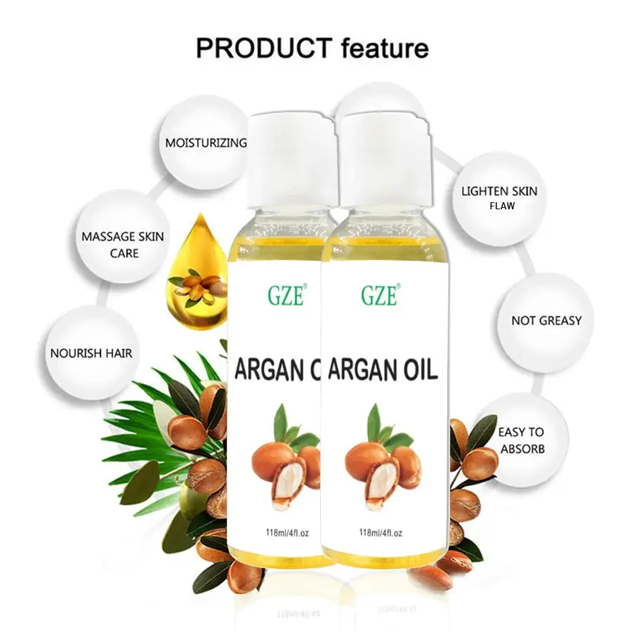 GZE Organic Moroccan Argan Oil Pure Cold Pressed Virgin Premium Grade Moisturizer for Dry, Damaged Skin, Hair, Face, Body, Scalp by All Mart Bristol Ltd
