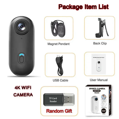 4K HD Mini Vlog Camera with WiFi Wireless Portable Action Body Cam for Sports Travel Photography Pocket Sized Video Recorder by All Mart Bristol Ltd