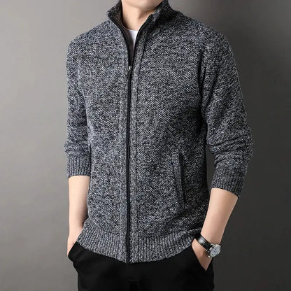 Men's Stand-up Collar Knit Sweater Autumn Winter New Cardigan Tops Korean Slim Solid Color Sweatercoat Jacket by All Mart Bristol Ltd