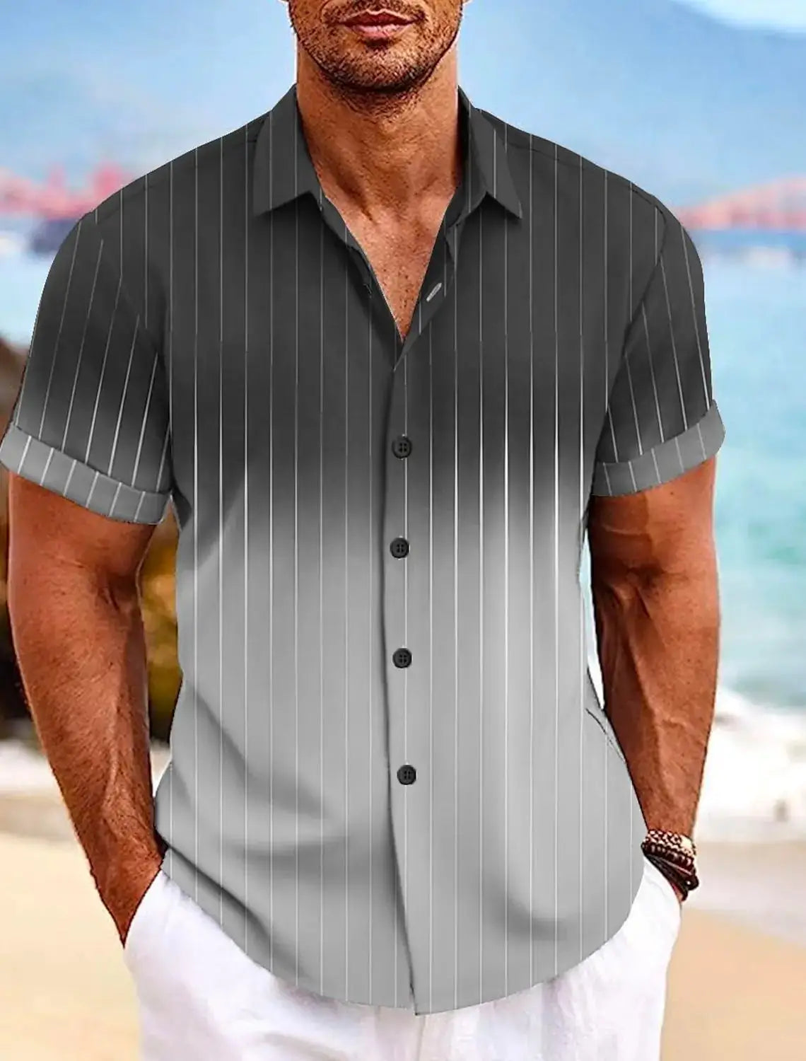 Men's Shirt Gradient Graphic Turndown colorful Outdoor Street Short Sleeves Print Clothing Apparel Fashion Designer Casual by All Mart Bristol Ltd