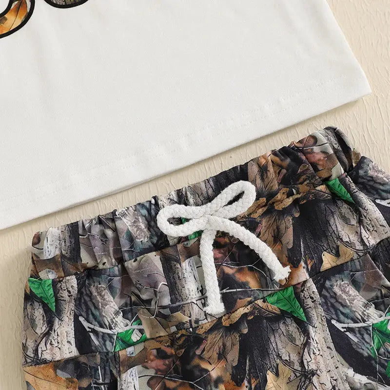 New Toddler Boy Clothes 2pcs Newborn Baby Boys Summer Short Sleeve Letter Print T-shirt with Leaves Print Shorts Outfits Clothes by All Mart Bristol Ltd