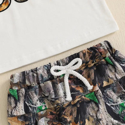 New Toddler Boy Clothes 2pcs Newborn Baby Boys Summer Short Sleeve Letter Print T-shirt with Leaves Print Shorts Outfits Clothes by All Mart Bristol Ltd