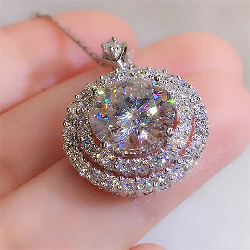 Huitan Gorgeous Bridal Wedding Necklace Mosaic AAA Cubic Zirconia Round Pendant Elegant Women's Neck Accessories Fashion Jewelry by All Mart Bristol Ltd