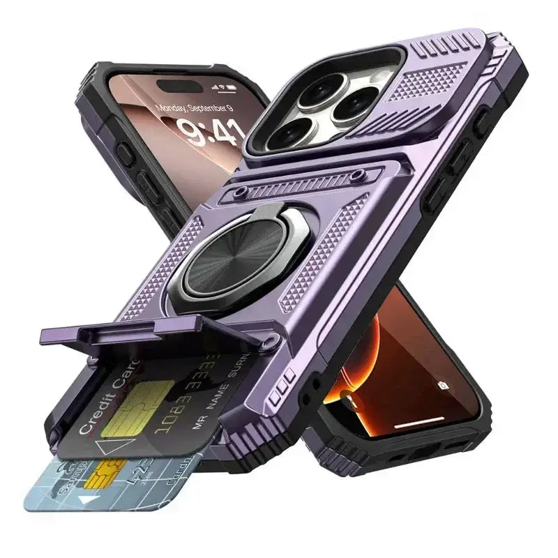 Case For iPhone 17 16 15 14 13 Pro Max Plus 17 Air Magnetic Rotated Ring Kickstand Heavy Duty Drop Protection Wallet Armor Cover by All Mart Bristol Ltd