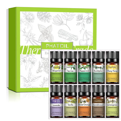 10ml Essential Oils for Humidifier Diffuser Aromatic Candles Soap Massage Oil 10pcs Kit Pure Natural Tea Tree Mint Essential Oil by All Mart Bristol Ltd