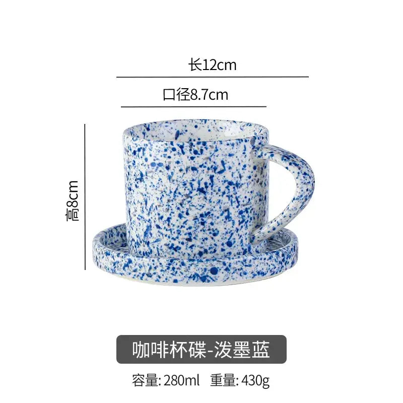 Ceramic Coffee Mugs Creative Stripes Hand-painted Coffee Cups and Saucers Home Ceramic Milk Cups Hotel Coffee Cups Cafe Cups by All Mart Bristol Ltd
