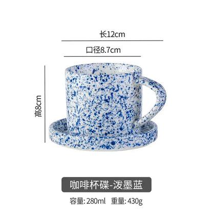 Ceramic Coffee Mugs Creative Stripes Hand-painted Coffee Cups and Saucers Home Ceramic Milk Cups Hotel Coffee Cups Cafe Cups by All Mart Bristol Ltd