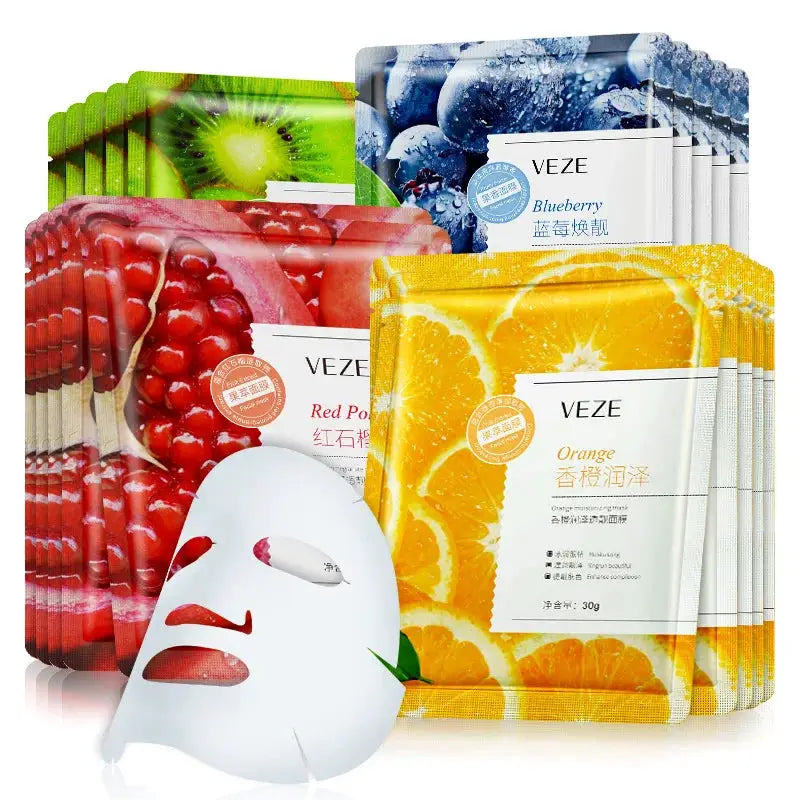 20Pcs Face Mask Sets Fresh Fruit Face Care Sheet Masks Hydrating Anti-aging Oil Control Acne Treatment Facial Mask Skin Care Set by All Mart Bristol Ltd