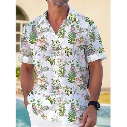 2024 Hawaiian Beach Holiday Men's Shirts Street Casual Daily Lapel Short Sleeve T-shirt Y2k Tops Male Oversized Clothing Buttons by All Mart Bristol Ltd