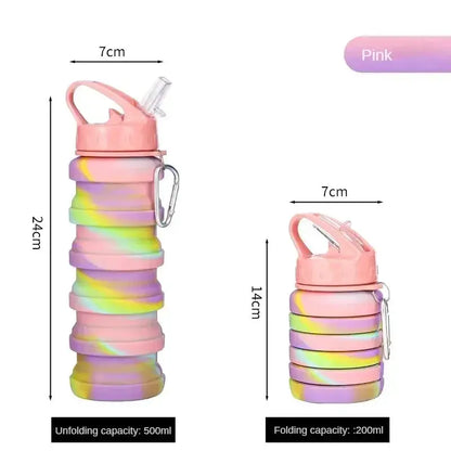 Silicone Foldable Water Bottle for Sports Leakproof BPA Free Water Bottle with Carabiner Collapsible Cycling Water Bottle by All Mart Bristol Ltd
