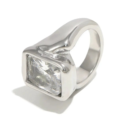 La. Muses Luxury Shiny Round Zircon Irregular Stainless Steel Women's Ring PVD Gold Plated Fashion Jewelry Accessories by All Mart Bristol Ltd