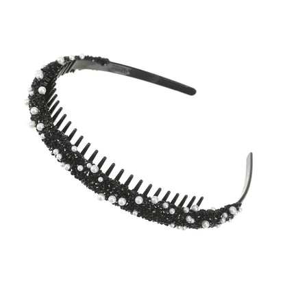 AWAYTR Women Pearl Rhinestones Antislip Hairband For With Teeth Hair Band Headband Hair Hoop Bezel Fashion Hair Accessories by All Mart Bristol Ltd