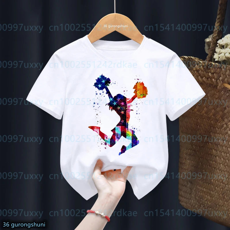 kawaii Girls T-Shirts Cheerleader Girls Sports Gymnastics Enthusiast Tshirts Fashion kids Clothing Tshirt girls clothes 2 to15 by All Mart Bristol Ltd