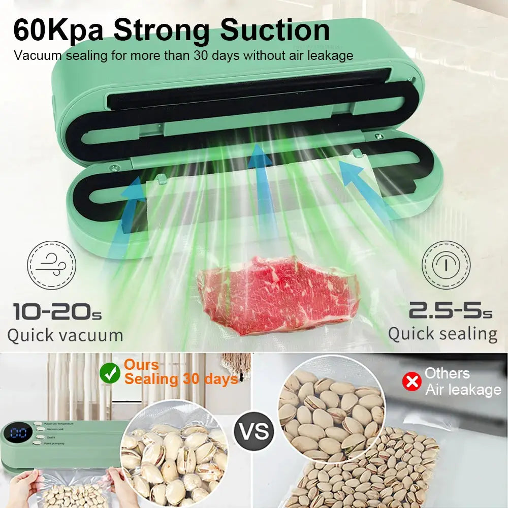 Portable Rechargeable Food Vacuum Sealer with Digital Display by All Mart Bristol Ltd
