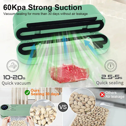 Portable Rechargeable Food Vacuum Sealer with Digital Display by All Mart Bristol Ltd