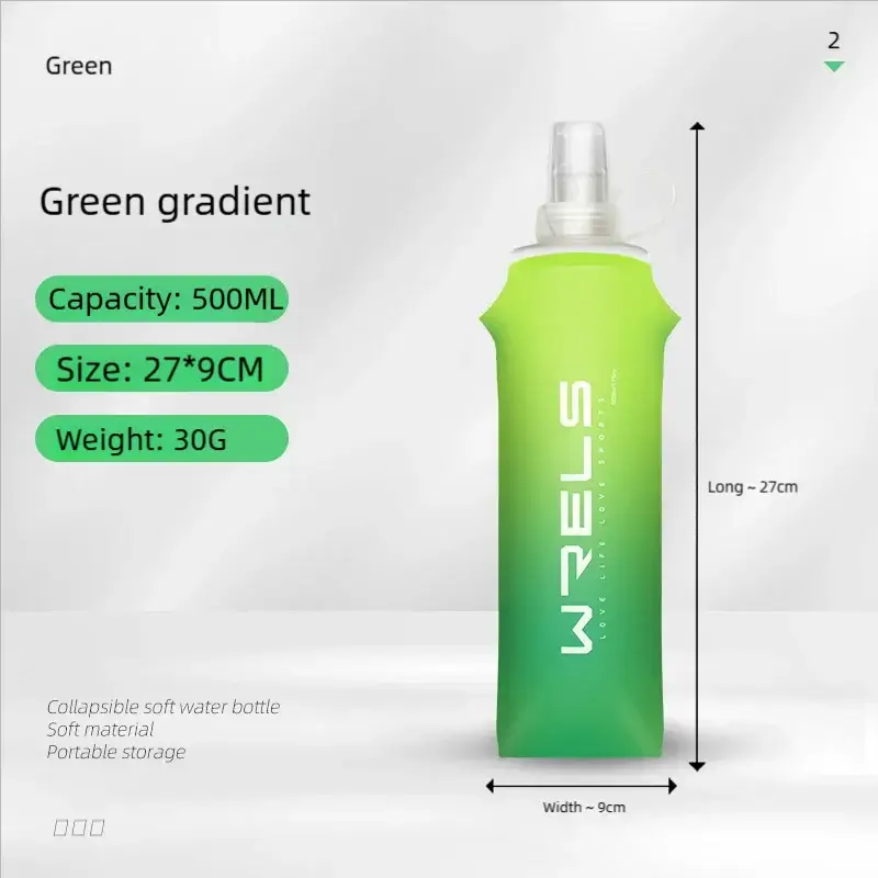 Sport Water Bottle TPU Folding Soft Flask Drink Portable Water Bottle High Flow Running Hiking Bicycle Fitness Water Bag by All Mart Bristol Ltd