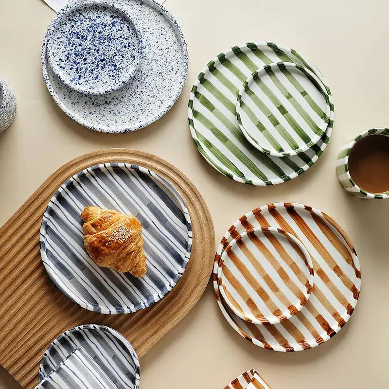 Ceramic Coffee Mugs Creative Stripes Hand-painted Coffee Cups and Saucers Home Ceramic Milk Cups Hotel Coffee Cups Cafe Cups by All Mart Bristol Ltd