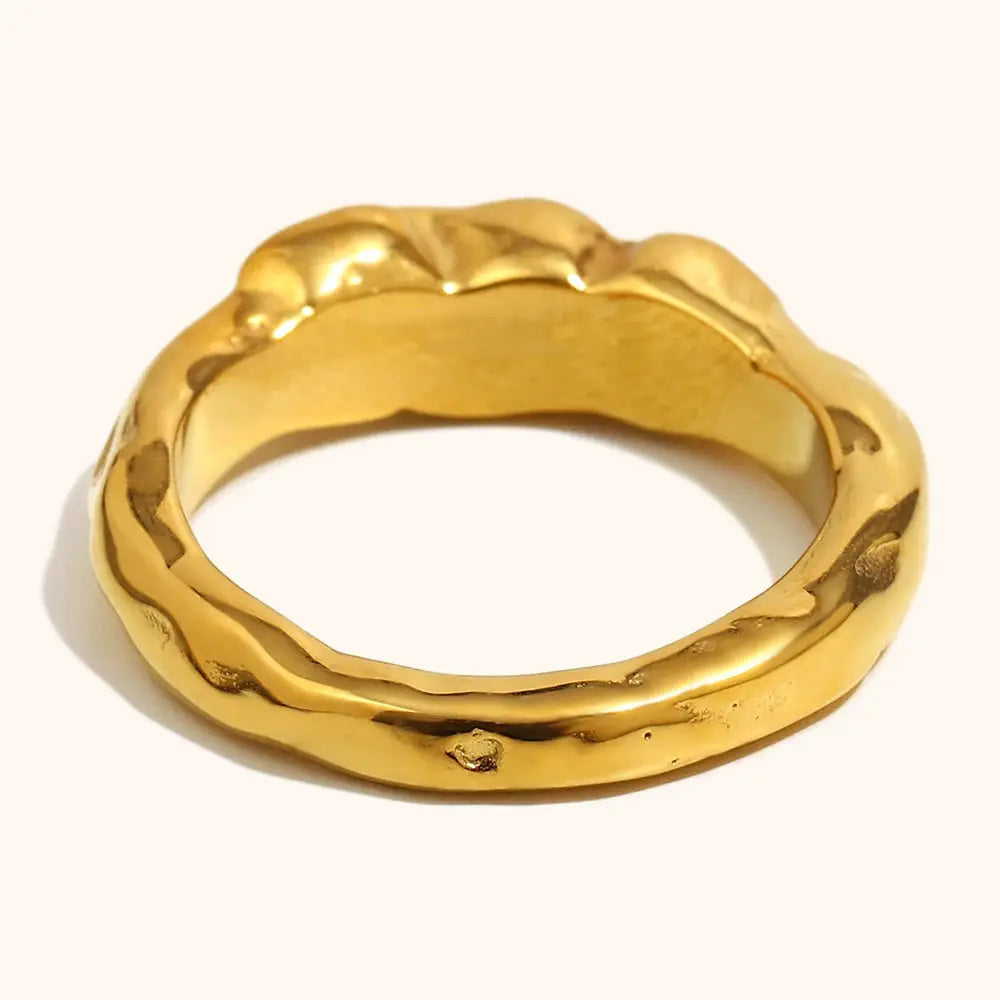 La. Muses Three Green Zircon Stainless Steel Women's Ring PVD Gold Plated Trendy Daily Jewelry Accessories Gift by All Mart Bristol Ltd