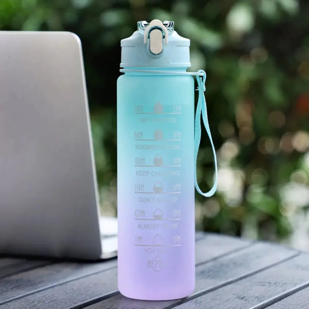 750ML Large Capacity Water Bottle Portable Plastic Clear Drink Bottle with Time Marker Motivational Sports Water Cup by All Mart Bristol Ltd
