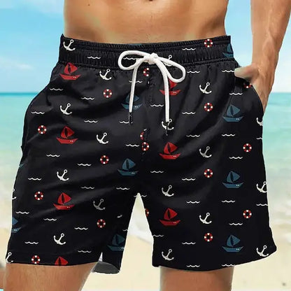 Men's Board Shorts Swim Shorts Swim Trunks Drawstring Elastic Quick Dry Short Beach Hawaiian Casual Black White Micro-elastic by All Mart Bristol Ltd
