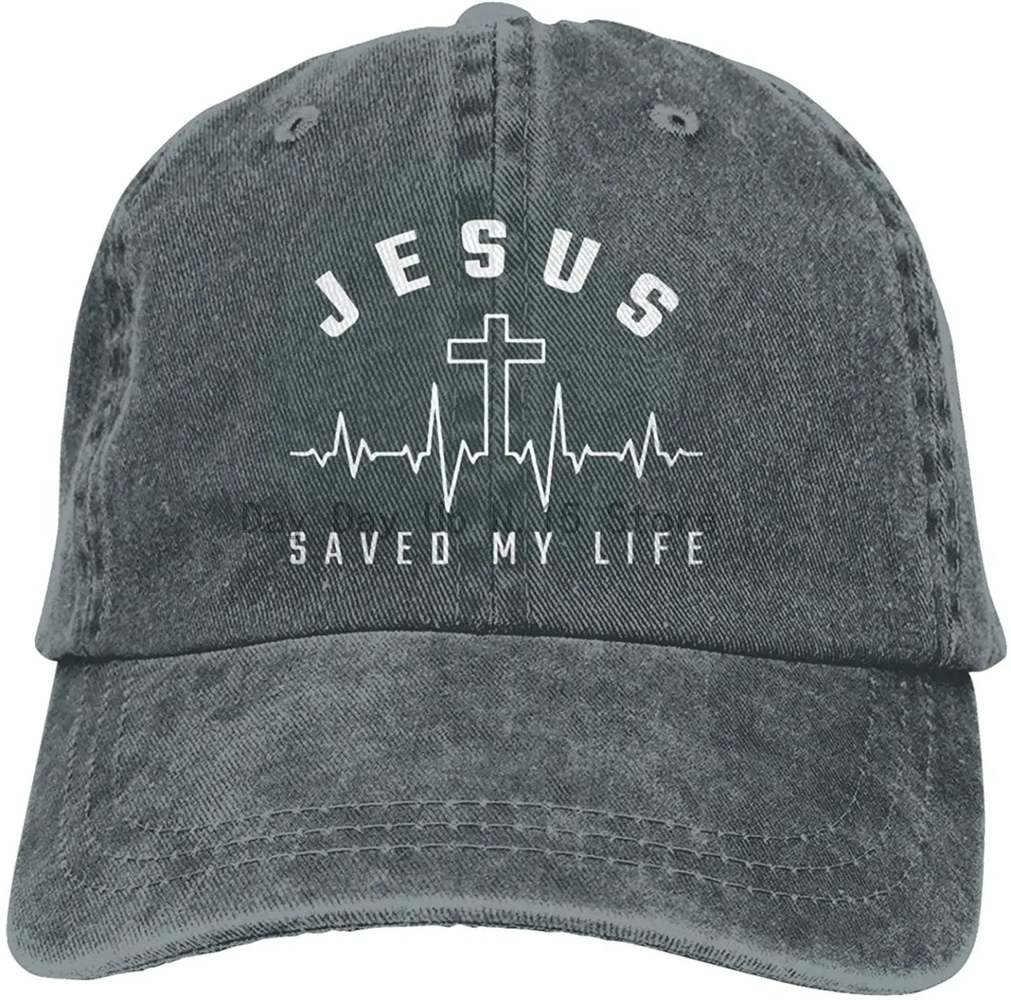Jesus Saved My Life Hat Christian Baseball Cap Washed Cotton Denim Dad Hat for Men Women by All Mart Bristol Ltd