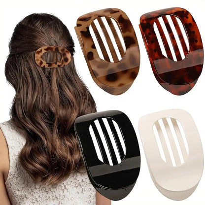 Fashion Oval Hair Claw Clip for Women New Design Leopard Matte Curved Flat Styling Barrettes Acrylic Lying Down Hair Accessories by All Mart Bristol Ltd