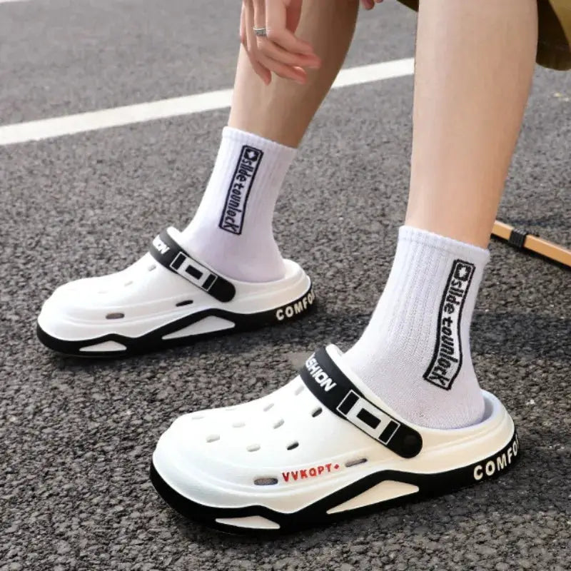 Mens Trendy Cave Shoes Summer Outer Wear Cartoon Fashion Home Home Couple Non-slip Cave Sandals Beach Baotou Slippers Mens by All Mart Bristol Ltd