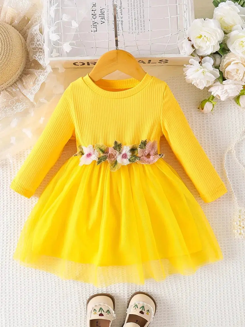 Prowow 3-24M Baby Girls Dresses Long Sleeve Pink White Patchwork Belted Dress For Girl Newborn Baby Clothes Infants by All Mart Bristol Ltd