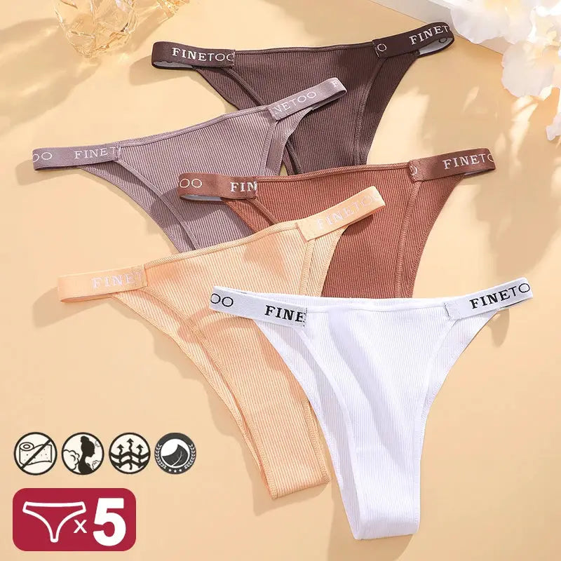 5PCS/Set Sexy Lingerie Women Cotton Panties Finetoo Letter Low Waist Female Briefs Underwear Comfort Underpants Women Intimates by All Mart Bristol Ltd