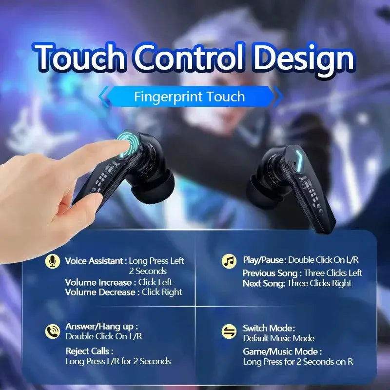 Lenovo GM2 Pro Wireless Headphones Touch Control Game Bluetooth Earphones Noise Reduction HiFi Stereo Music Sport Earbuds Choice by All Mart Bristol Ltd