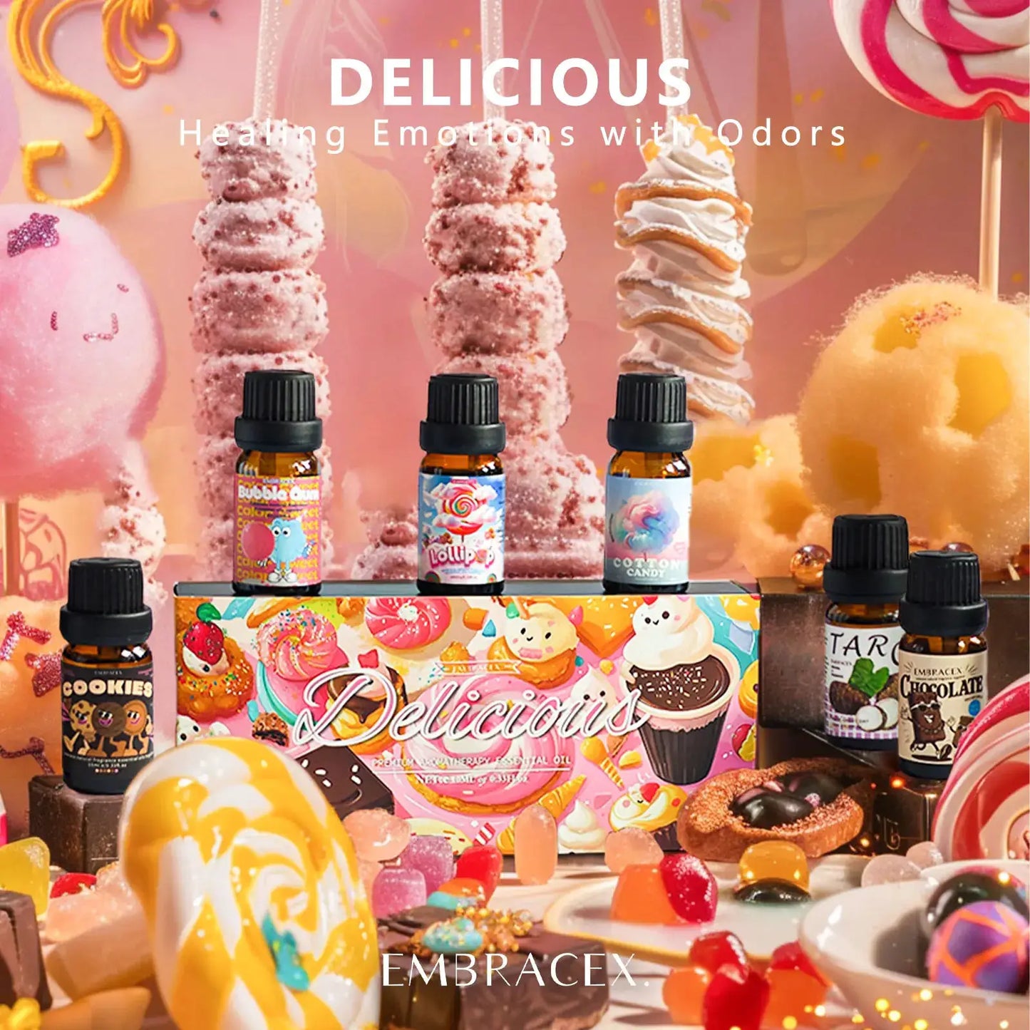6PC/1PC 10ML Delicious Essential Oils Skincare Women Perfume Chocolate Cookies Lollipop Taro Cotton Candy Bubble Gum Sweet Gift by All Mart Bristol Ltd