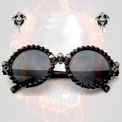 Gothic Skull Sunglasses Halloween Christmas Cat Eye Crystal Punk Sun Glasses by All Mart Bristol Ltd