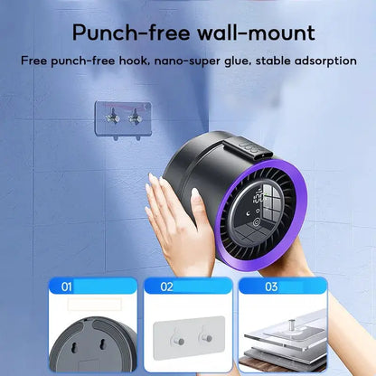 Eary Wall-mounted Fan Punch-free Foldable Fast Charging Desktop Fan With Night Light Magnetic Remote Control Air Conditioner Fan by All Mart Bristol Ltd