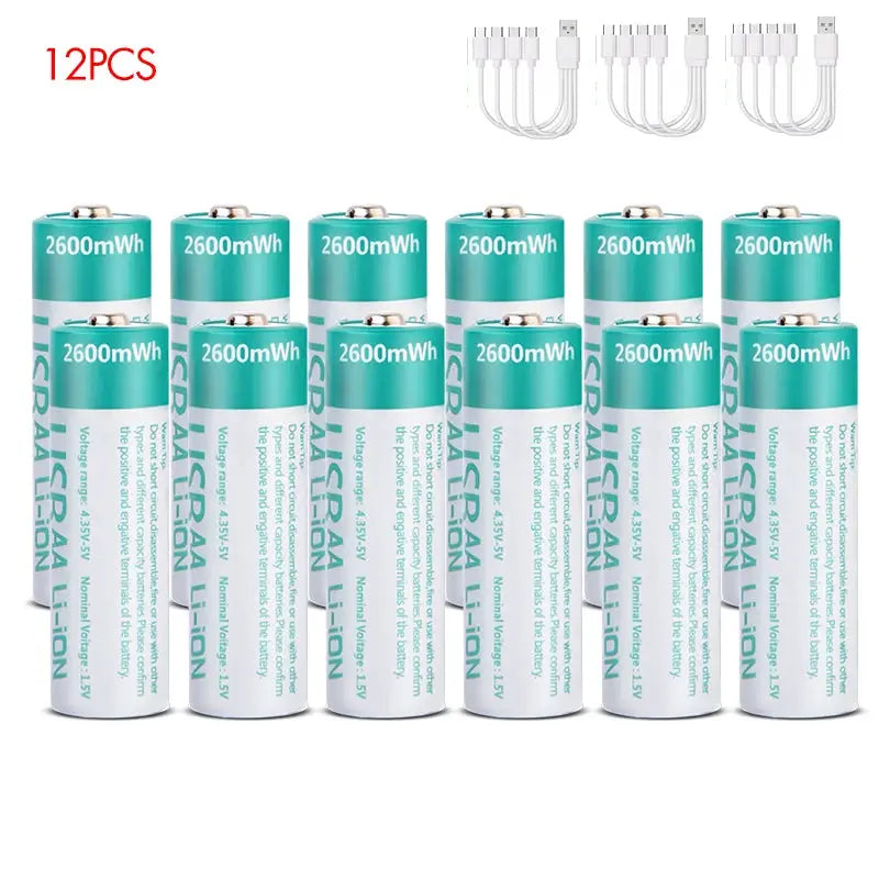 kuugro USB 1.5V 2600mWh AA Rechargeable Battery Type-C Rechargeable aa Lithium Battery for Remote Control Electric Toys Mouse by All Mart Bristol Ltd