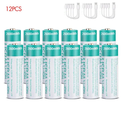 kuugro USB 1.5V 2600mWh AA Rechargeable Battery Type-C Rechargeable aa Lithium Battery for Remote Control Electric Toys Mouse by All Mart Bristol Ltd