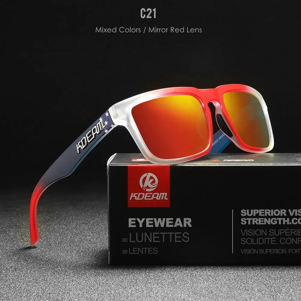 KDEAM 2022 Square Men's Polarized Sunglasses Outdoors Lifestyle Coating Sun Glasses New Matching Colors With Box by All Mart Bristol Ltd