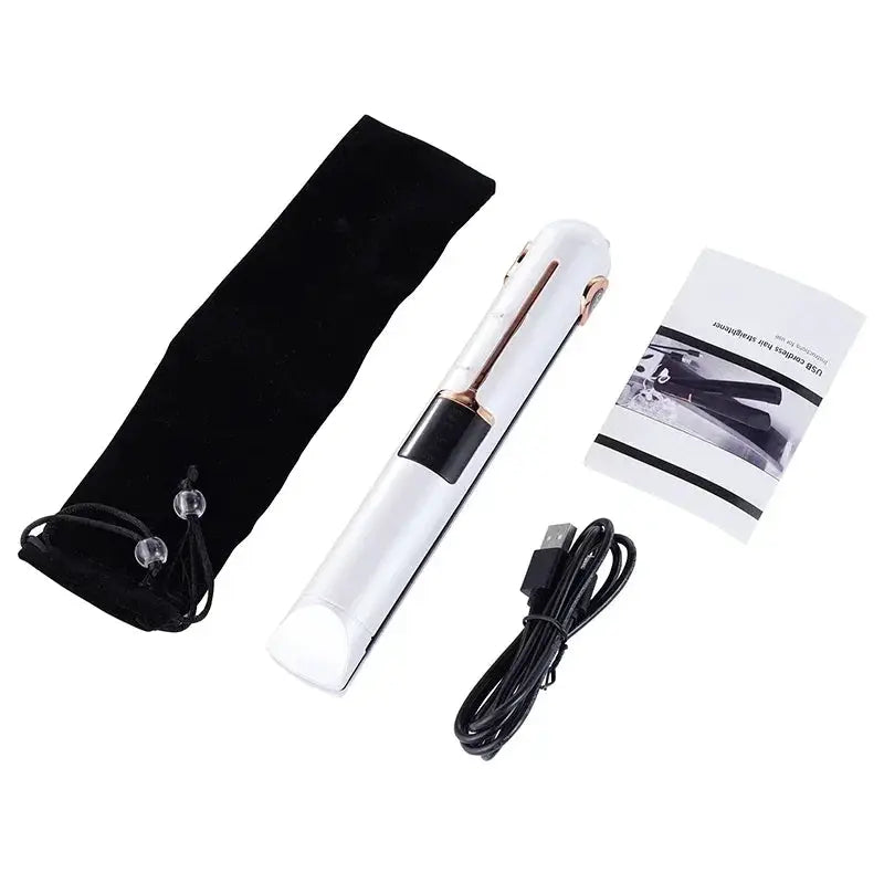 Portable Wireless Hair Straightener With Power Bank Function Rechargeable Hair Straightening Curling Flat Iron For Home Travel by All Mart Bristol Ltd