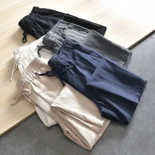 Men's Casual Pants Baggy Streetwear Men Joggers Cotton Linen Sports Trousers Long Straight Pants for Men by All Mart Bristol Ltd