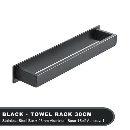 Black Stainless Steel Towel Holder No Drill Wall Shower Towel Shelf Kitchen Towel Hanger Rail Bathroom Towel Rack Self Adhesive by All Mart Bristol Ltd